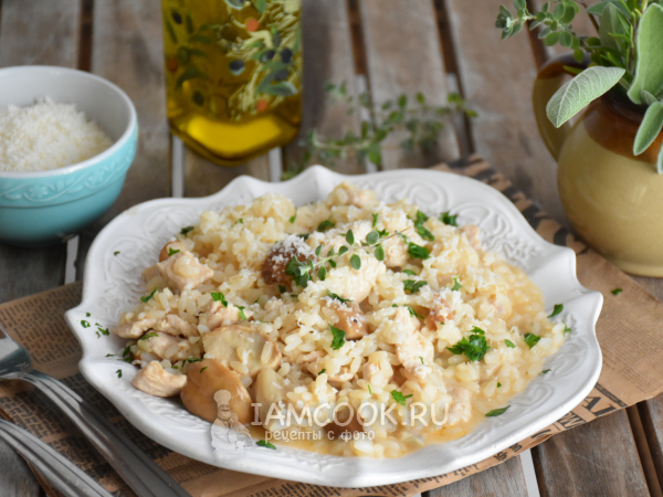 Ризотто с индейкой и грибами, рецепт с фото