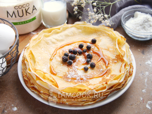 Блины из кокосовой муки и кокосового молока, рецепт с фото