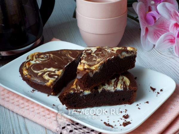 Брауни с творожным сыром, рецепт с фото