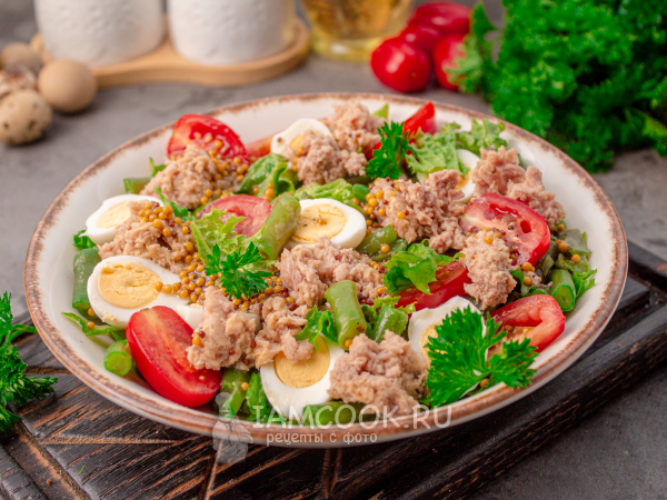 Салат с тунцом и стручковой фасолью, рецепт с фото