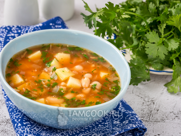 Грузинский томатный суп с фасолью, рецепт с фото