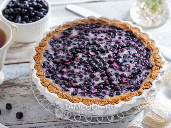 Финский черничный пирог со сметанной заливкой, рецепт с фото