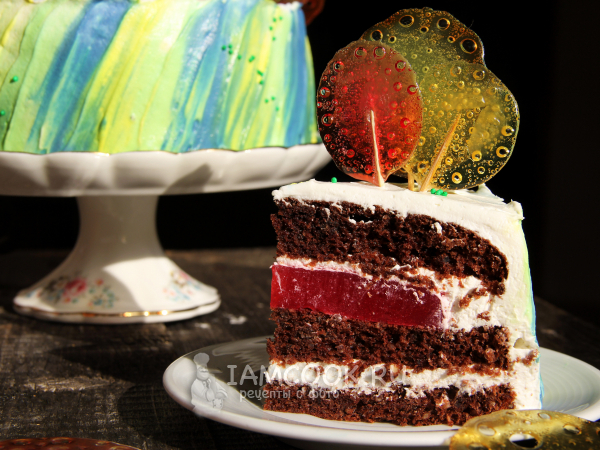 Торт с кремом чиз и ягодной прослойкой, рецепт с фото