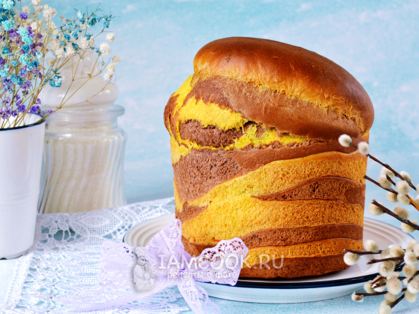 Шоколадно-апельсиновый кулич на Пасху (на кефире), рецепт с фото