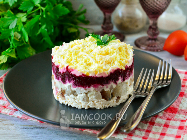 Селедка под шубой с плавленым сыром, рецепт с фото