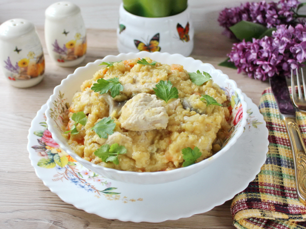 Индейка с чечевицей и овощами, рецепт с фото