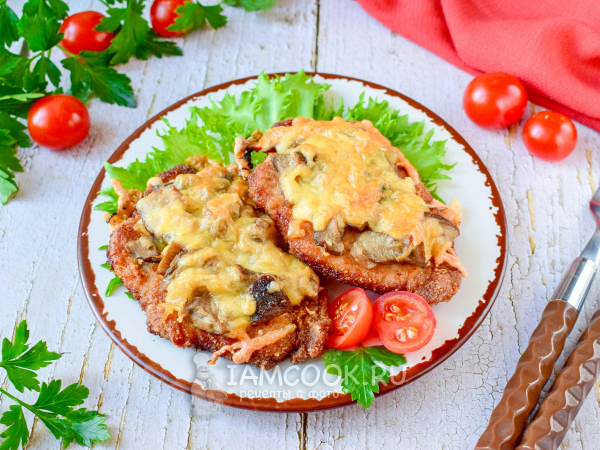 Шницель с грибами и сыром в духовке, рецепт с фото