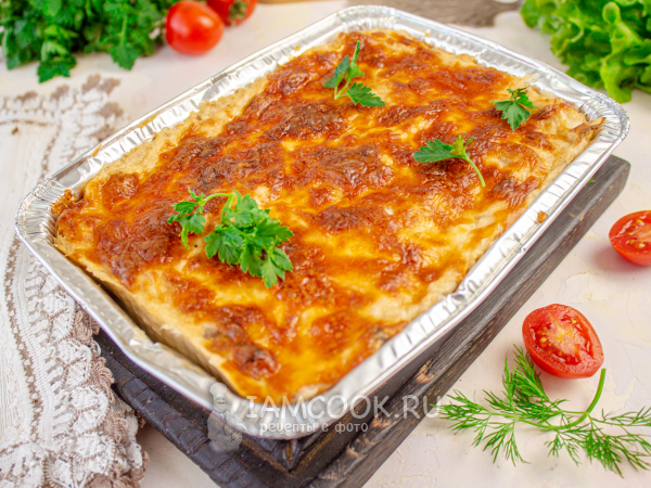 Лазанья из теста фило с фаршем, рецепт с фото