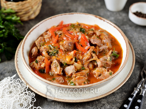 Подлива из куриных желудков, рецепт с фото