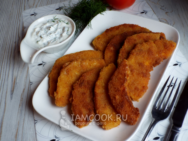 Тыква в панировке на сковороде, рецепт с фото