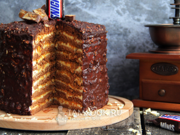 Торт Сникерс на сковороде, рецепт с фото