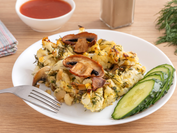 Запеканка из цветной капусты с грибами, рецепт с фото