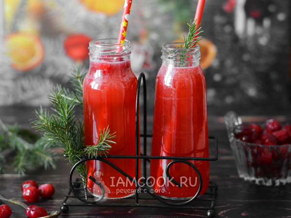 Морс без варки (из замороженной клюквы), рецепт с фото