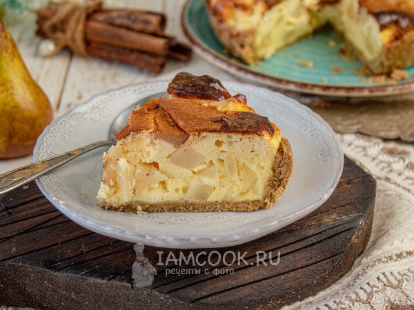 ПП пирог с грушей и творогом, рецепт с фото