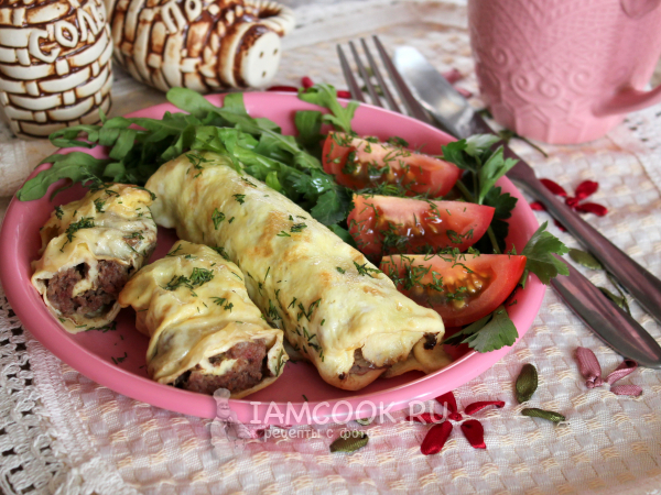 Яичные блинчики с фаршем, рецепт с фото