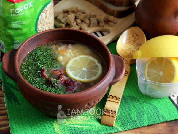 Гороховый суп с лимоном, рецепт с фото