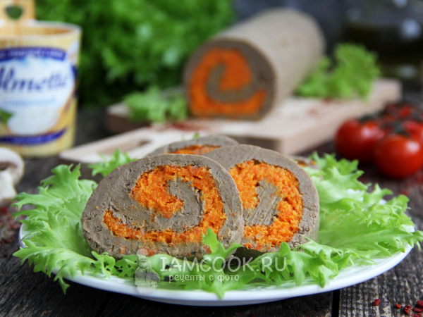 Рулет из куриной печени с морковью, рецепт с фото