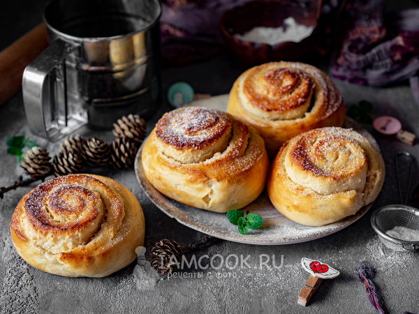 Булочки с миндалём (дрожжевые), рецепт с фото