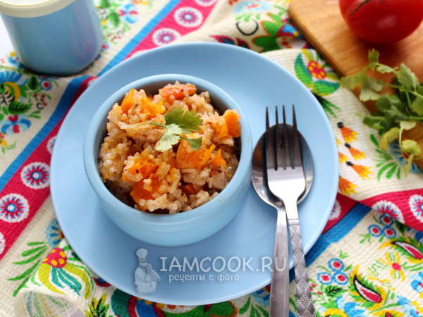 Плов с тыквой и курицей в духовке, рецепт с фото