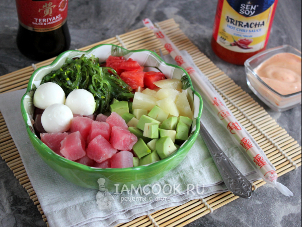 Поке с тунцом и авокадо, рецепт с фото