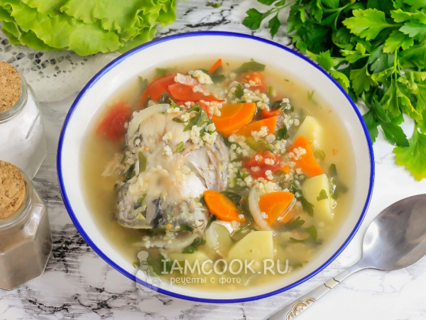 Уха из головы сома с пшеном, рецепт с фото