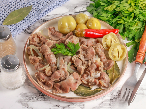 Куриные желудки в микроволновке, рецепт с фото