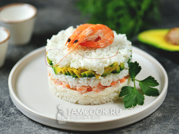 Салат с авокадо, креветками и сыром моцарелла, рецепт с фото