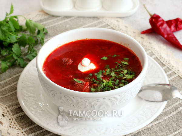 Борщ с вареной свеклой, рецепт с фото