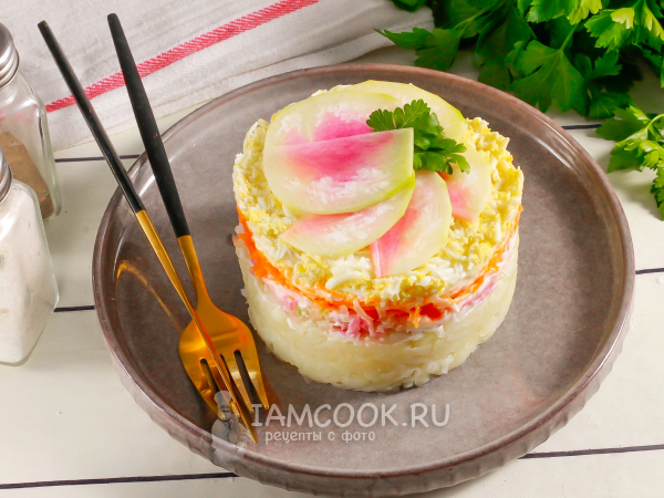 Салат «Генеральский» с редькой, рецепт с фото