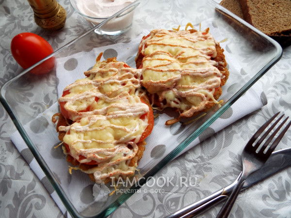 Куриный шницель с помидорами и сыром в духовке, рецепт с фото
