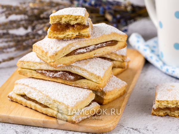 Песочная полоска с повидлом, рецепт с фото