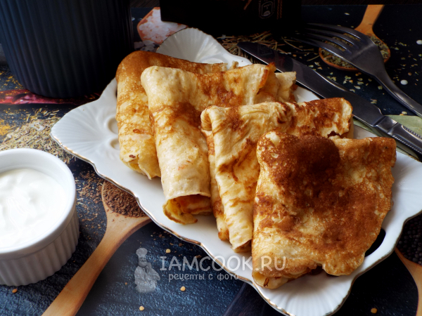 Яичные блинчики с сыром и креветками, рецепт с фото