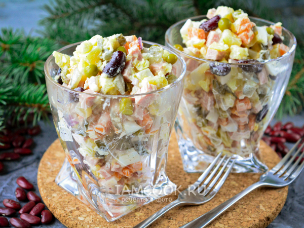 Оливье с фасолью, рецепт с фото