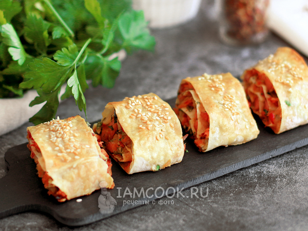 Закуска из лаваша с начинкой в духовке, рецепт с фото