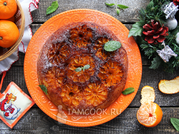 Мандариновый пирог на сковороде, рецепт с фото