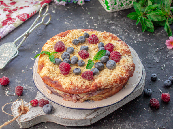 Пирог с рикоттой и ягодами, рецепт с фото