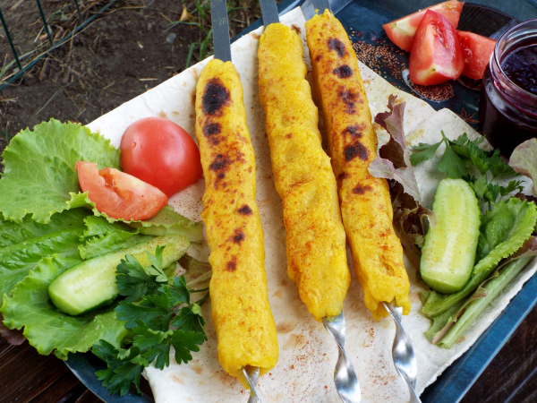 Люля-кебаб из картофеля на мангале, рецепт с фото