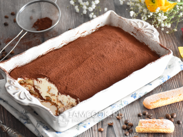 Тирамису со сгущенкой и маскарпоне (без яиц), рецепт с фото