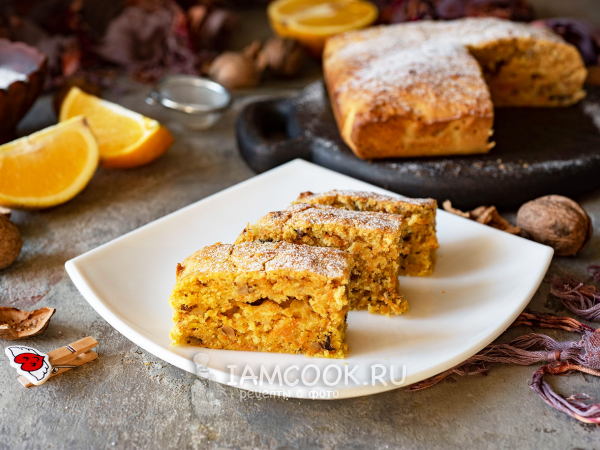Морковный кекс с грецкими орехами и апельсином, рецепт с фото