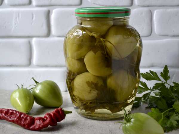 Сладкие маринованные зеленые помидоры на зиму, рецепт с фото
