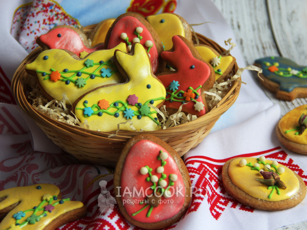 Пасхальные имбирные пряники с глазурью, рецепт с фото