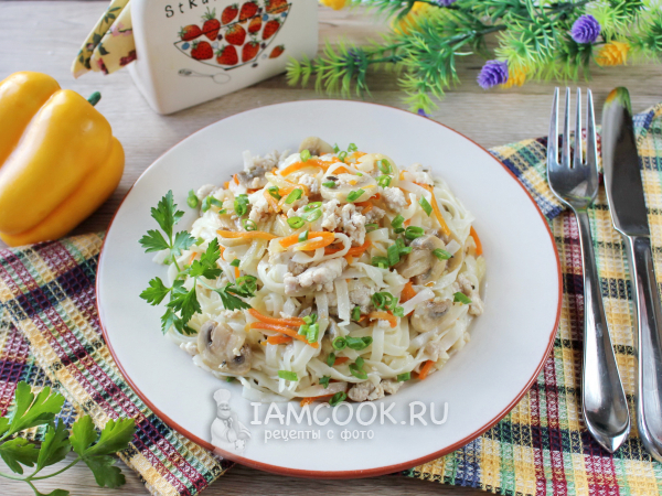 Лапша удон с фаршем, рецепт с фото