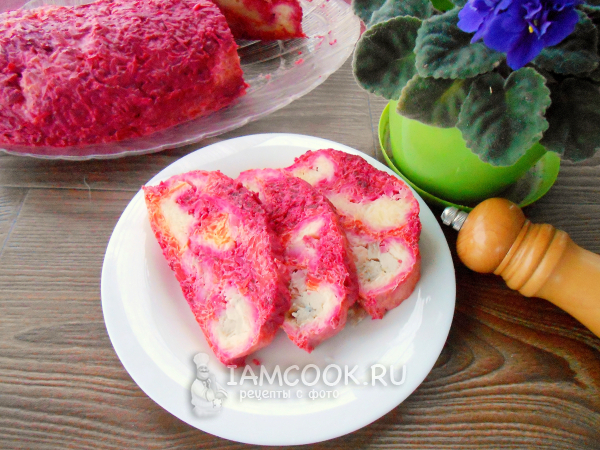 Селедка под шубой рулетом (с желатином), рецепт с фото