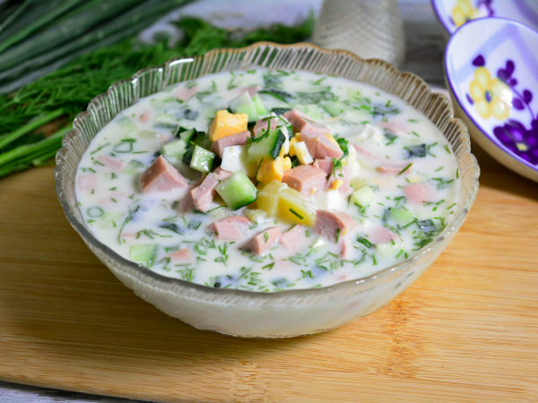 Окрошка на воде с лимонной кислотой, рецепт с фото