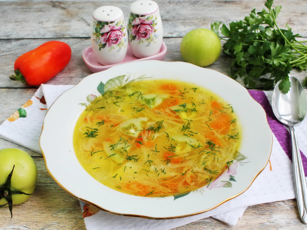 Суп с зелеными помидорами, рецепт с фото