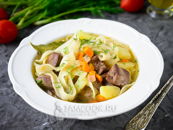 Суп с куриной печенью и лапшой, рецепт с фото