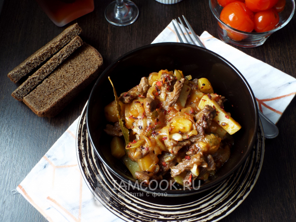 Азу из говядины в казане (по-татарски), рецепт с фото