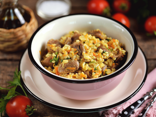 Булгур с куриными желудками, рецепт с фото