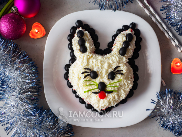 Селедка под шубой в виде кролика, рецепт с фото