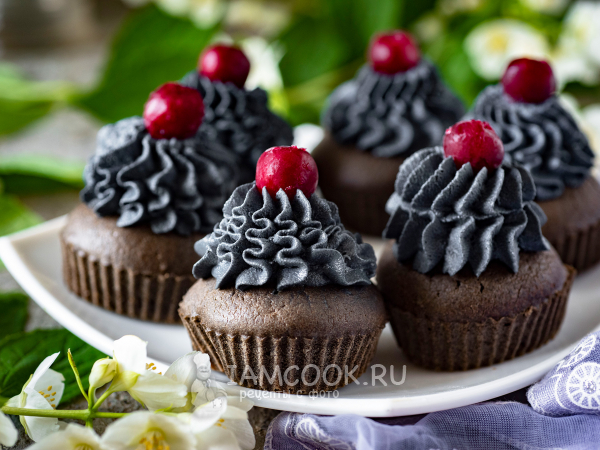 Черные капкейки, рецепт с фото